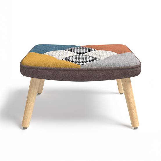 Fauteuil scandinave IVAR avec repose pieds en tissu patchwork multicouleurs - Image 5
