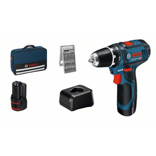 Bosch - Perceuse-visseuse GSR 12V-15 2Ah + 25 embouts + Sacoche | 060186810H - Bosch