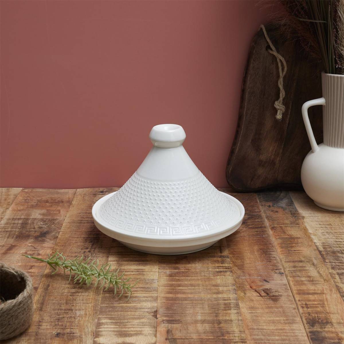 The Home Deco Factory - Plat à Tajine en Porcelaine "Clélia" 25cm Blanc - Image 2