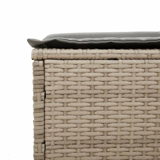 Chaise longue | Transat | Bain de soleil avec coussin beige résine tressée - Image 9