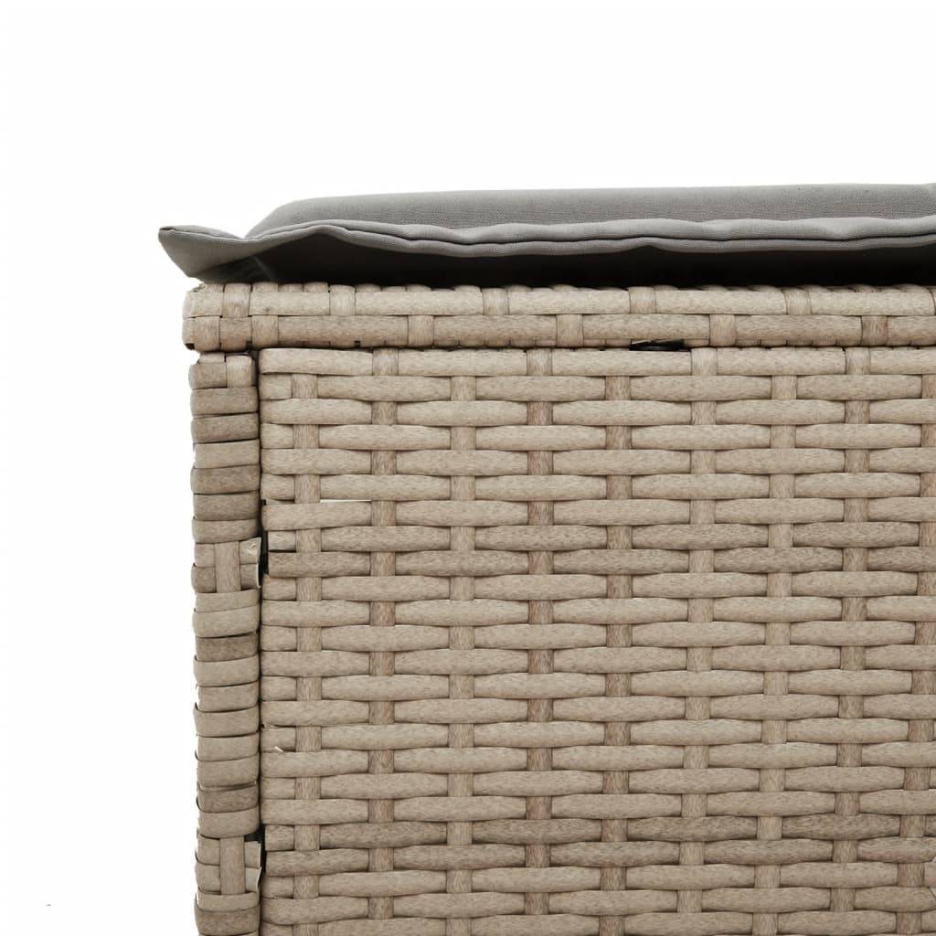 Chaise longue | Transat | Bain de soleil avec coussin beige résine tressée - Image 9