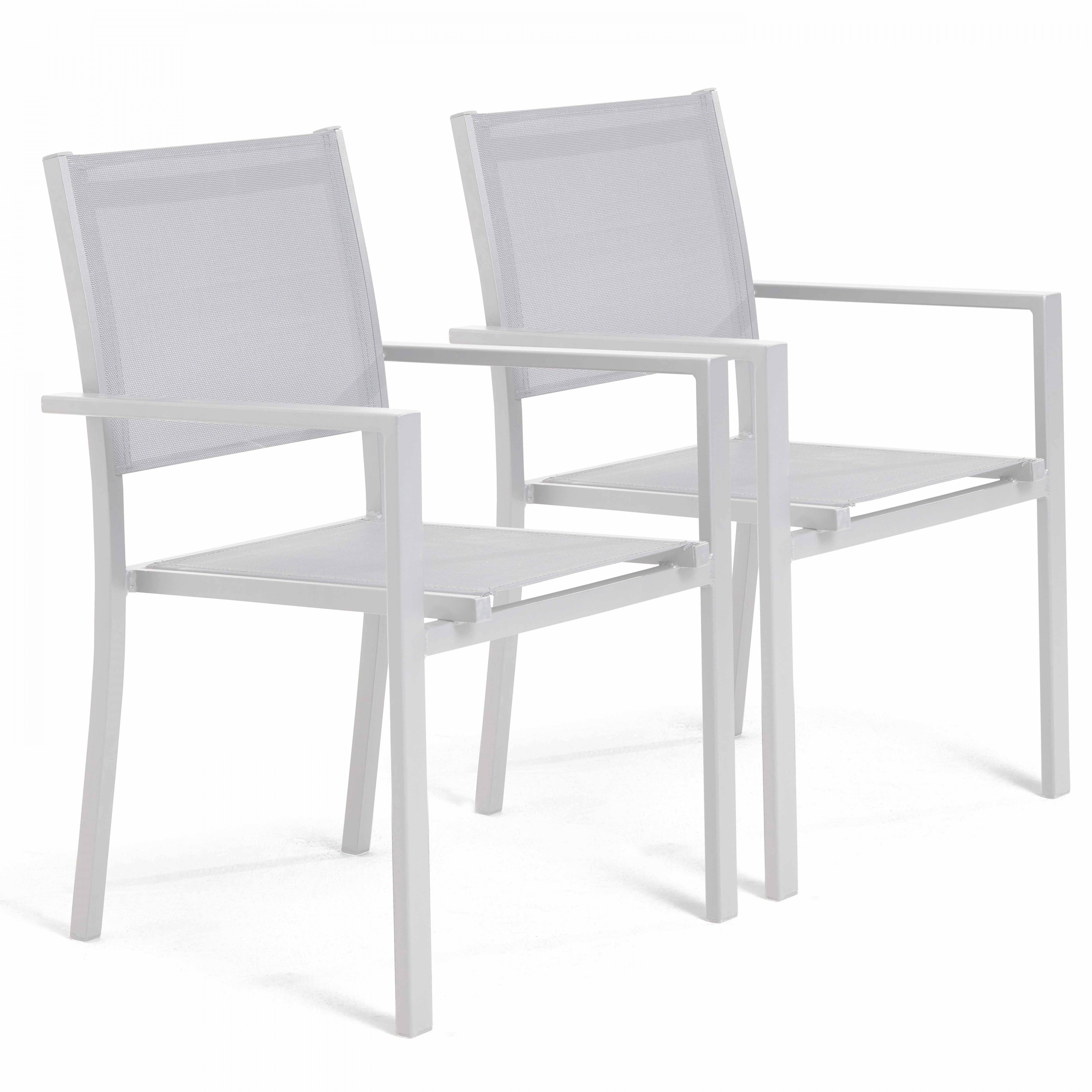 Oviala - Lot de 2 fauteuils de jardin aluminium et textilène blanc Nice - Oviala - Image 1