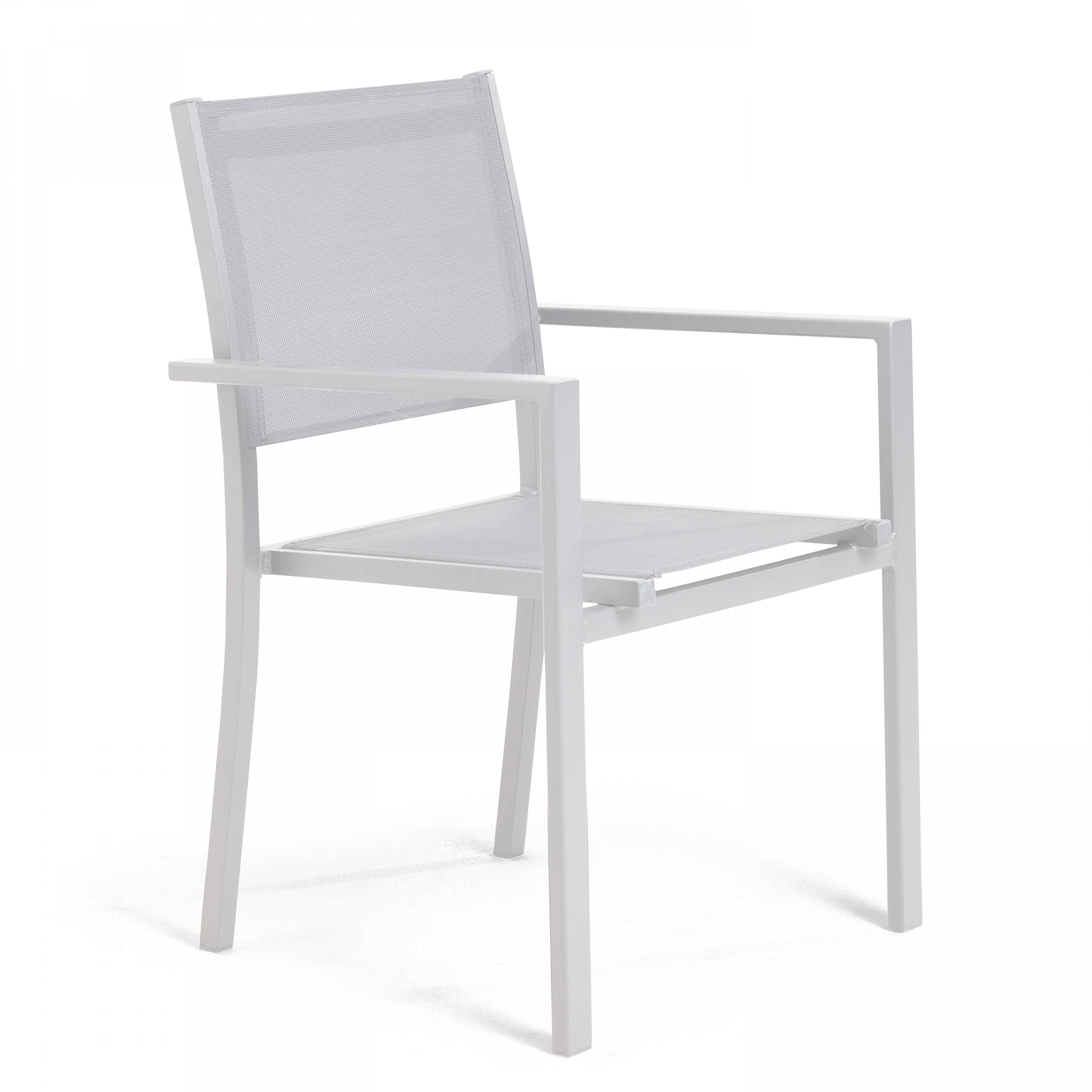 Oviala - Lot de 2 fauteuils de jardin aluminium et textilène blanc Nice - Oviala - Image 5