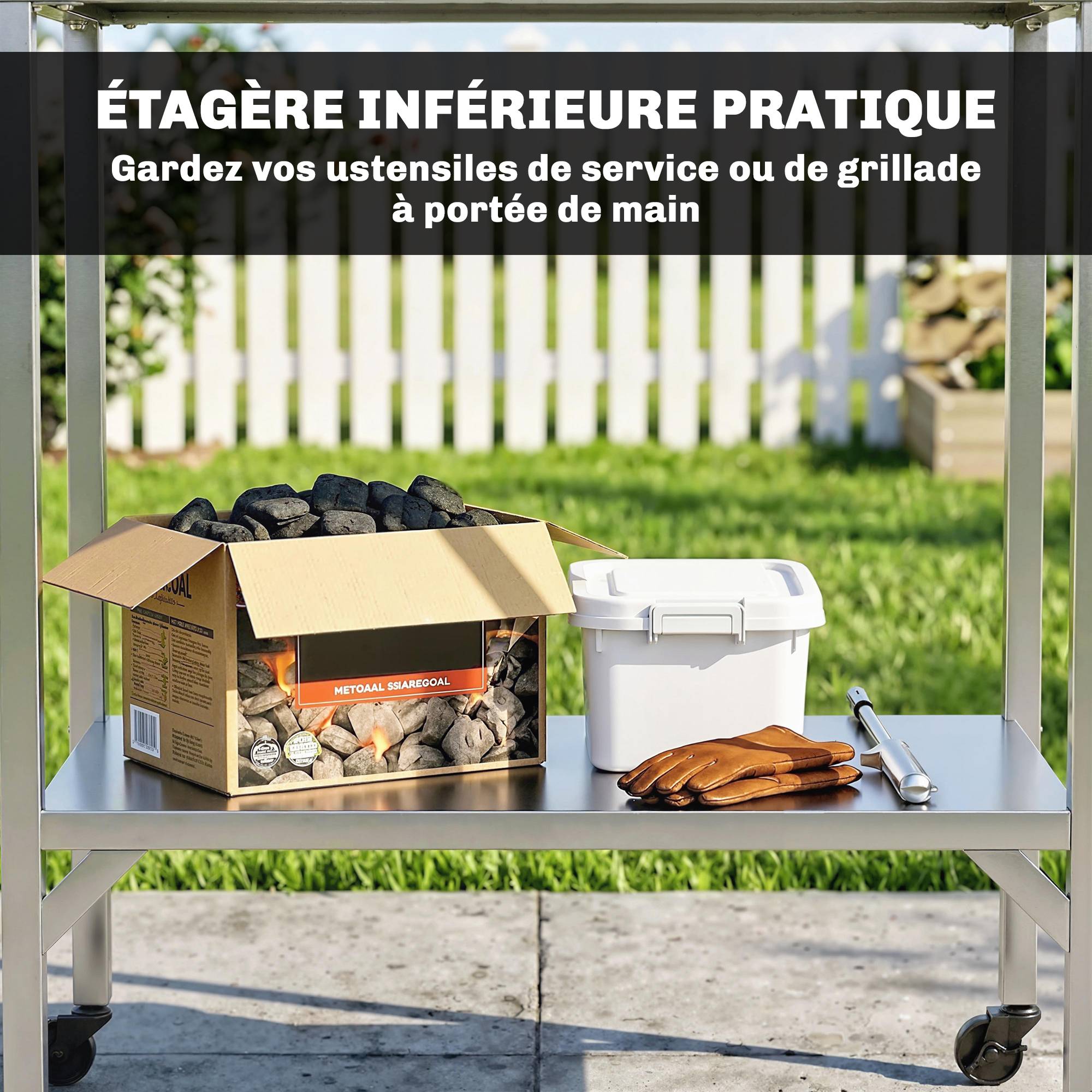 ComfortXL - Chariot barbecue acier inoxydable 85 x 60 x 92 cm terrasse cuisine mobile - ComfortXL Outdoor Living - Image 6
