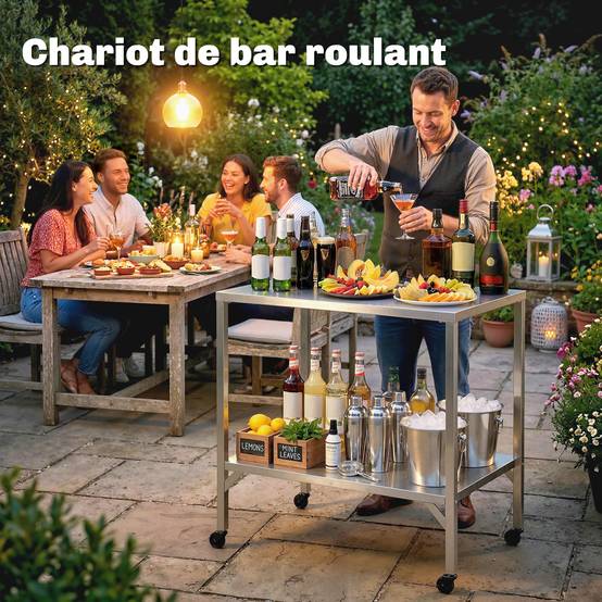 ComfortXL - Chariot barbecue acier inoxydable 85 x 60 x 92 cm terrasse cuisine mobile - ComfortXL Outdoor Living - Image 8