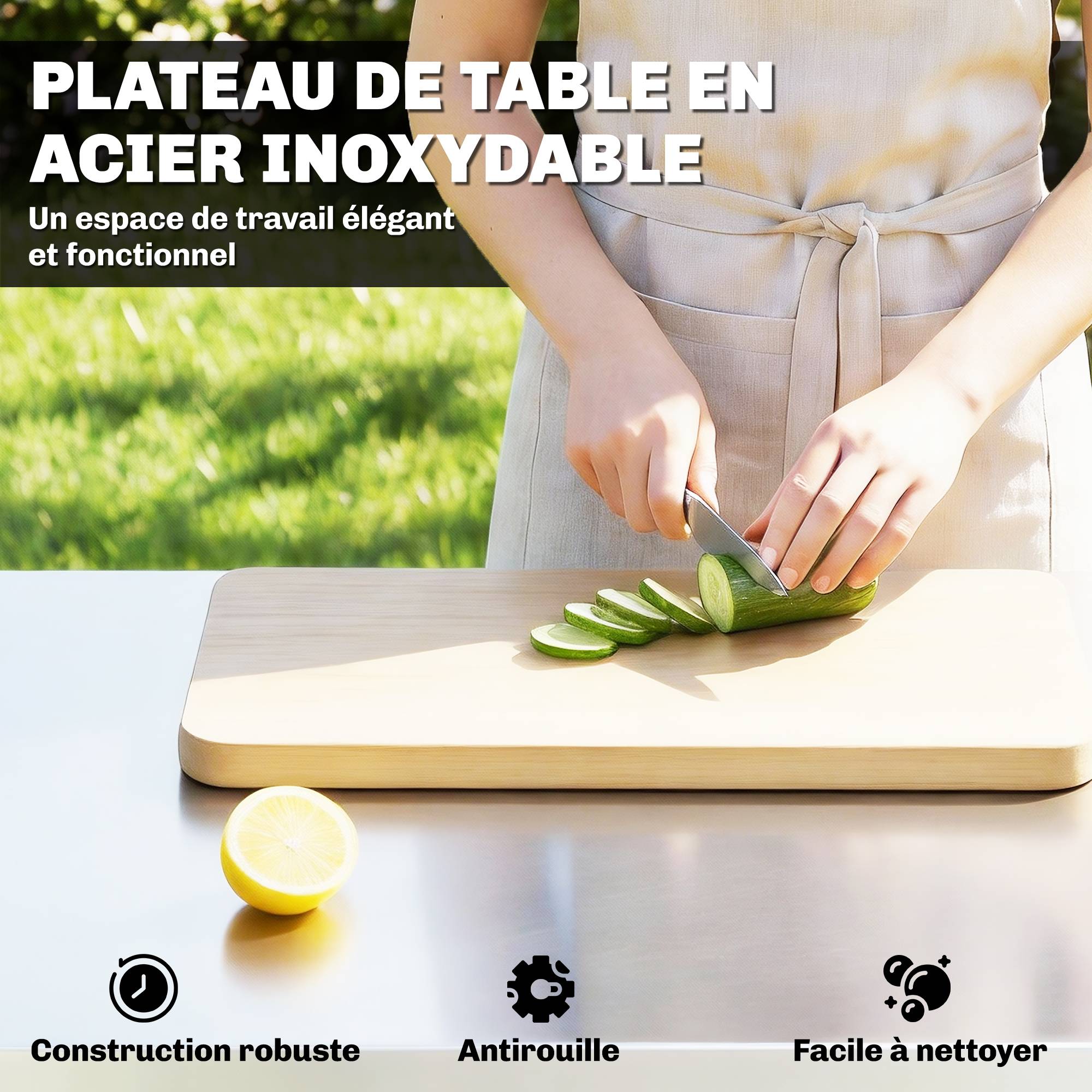 ComfortXL - Chariot barbecue acier inoxydable 85 x 60 x 92 cm terrasse cuisine mobile - ComfortXL Outdoor Living - Image 5