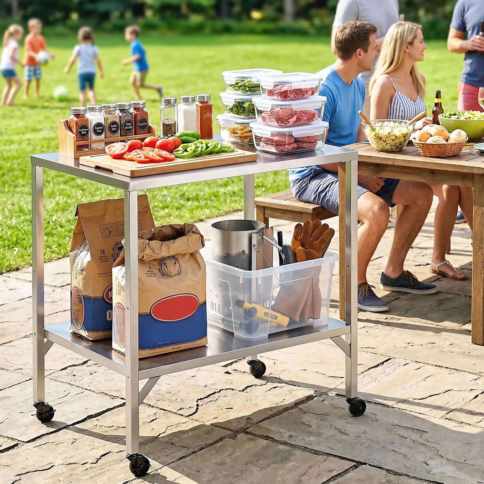 ComfortXL - Chariot barbecue acier inoxydable 85 x 60 x 92 cm terrasse cuisine mobile - ComfortXL Outdoor Living - Image 3