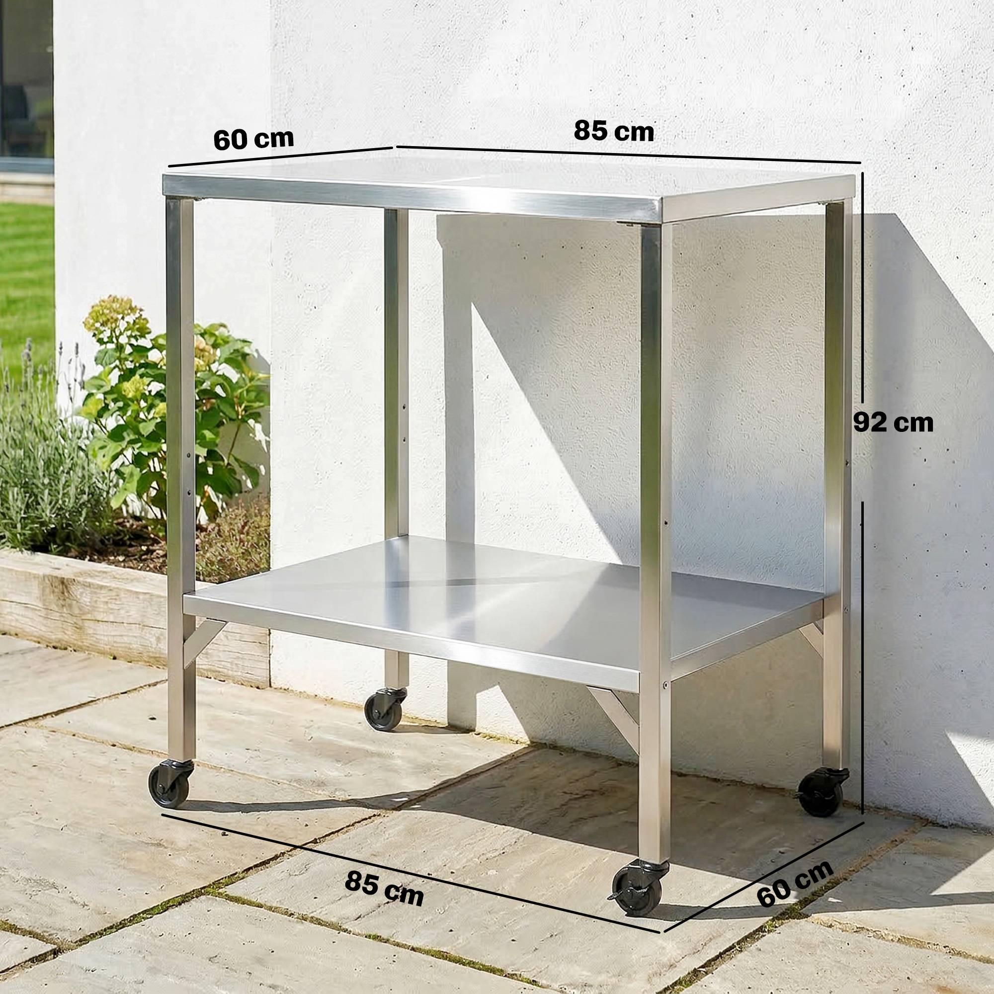 ComfortXL - Chariot barbecue acier inoxydable 85 x 60 x 92 cm terrasse cuisine mobile - ComfortXL Outdoor Living - Image 4