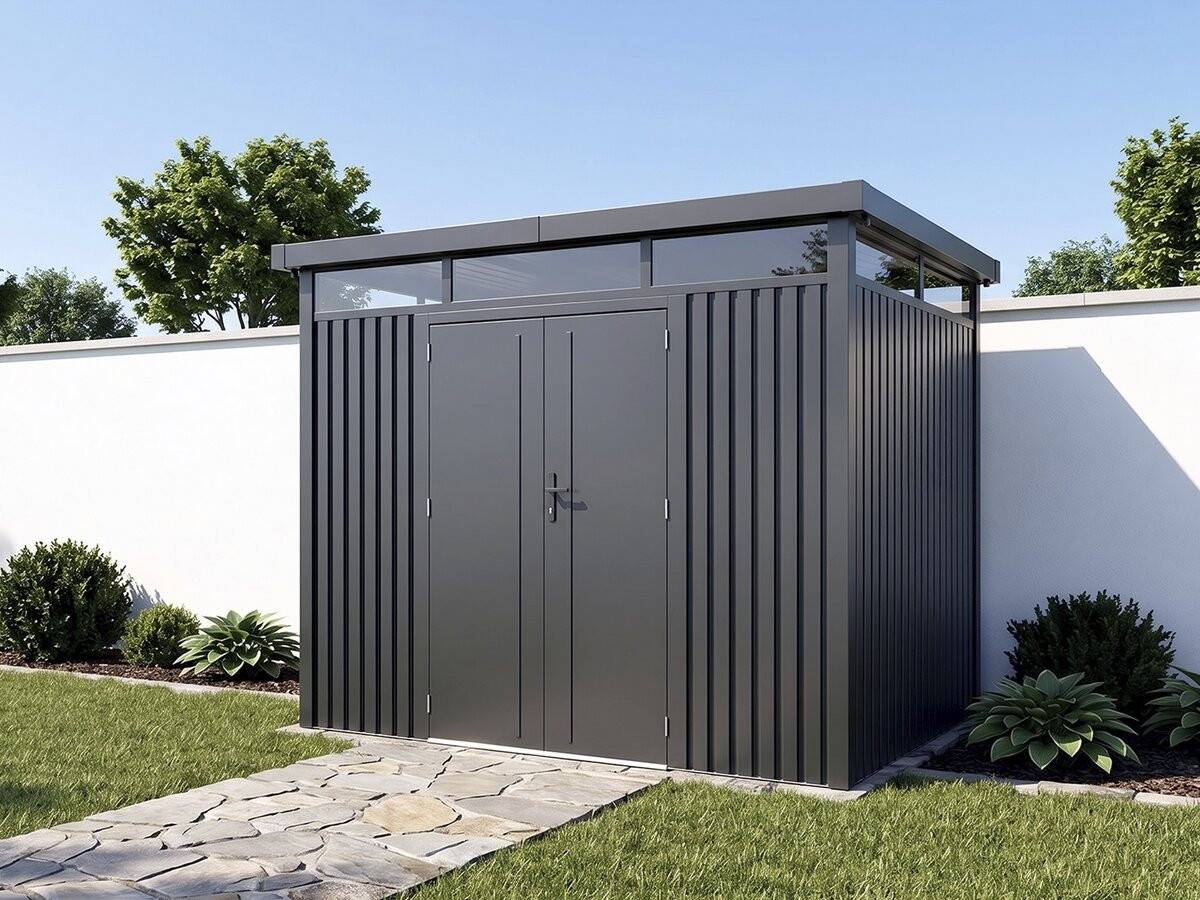 Habitat Et Jardin - Abri De Jardin Métal Premium Avec Toit Plat Et Porte Battante "lexinton" - 6,76 M² - Gris -habitat Et Jardin - Image 2