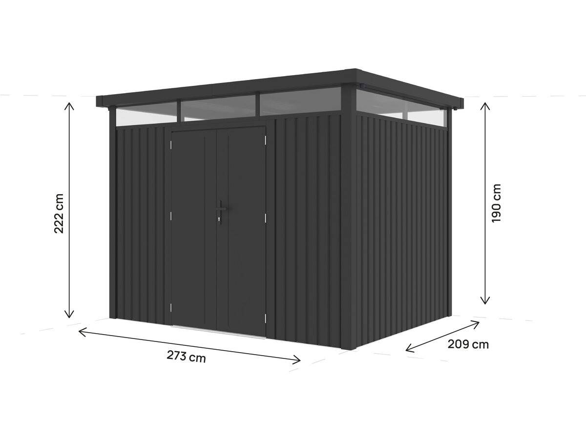 Habitat Et Jardin - Abri De Jardin Métal Premium Avec Toit Plat Et Porte Battante "lexinton" - 6,76 M² - Gris -habitat Et Jardin - Image 3