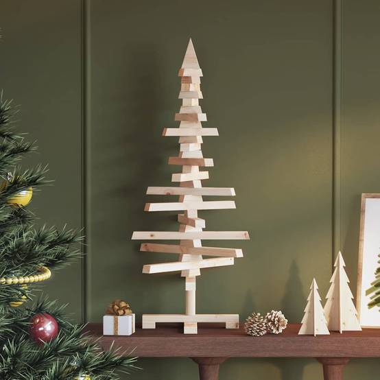 Sapin de Noël en bois de pin décoratif style scandinave pour intérieur 90 cm – ComfortXL Outdoor Living - Image 1