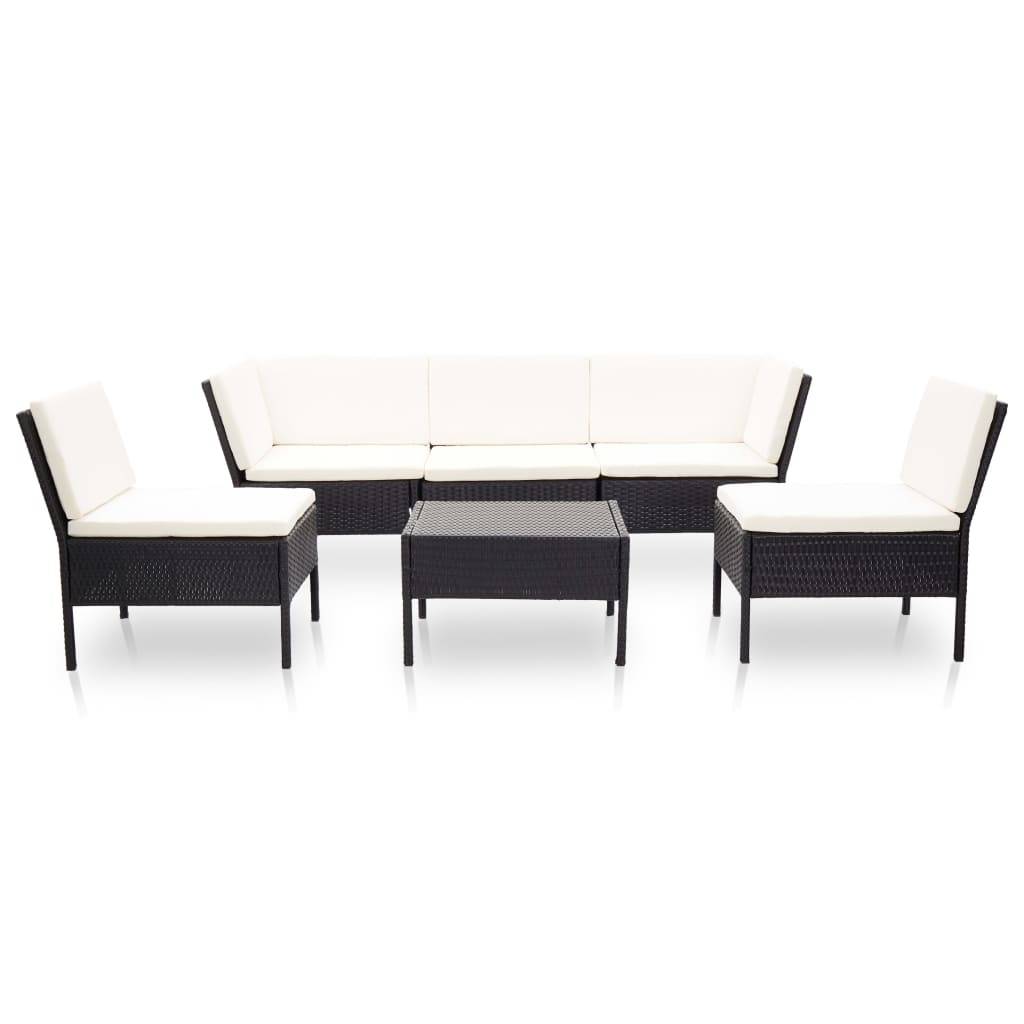 0 - Ensemble meubles jardin polyrotin tressé main canapé épissable table basse 6 pièces salon patio canapé d'angle - Image 5