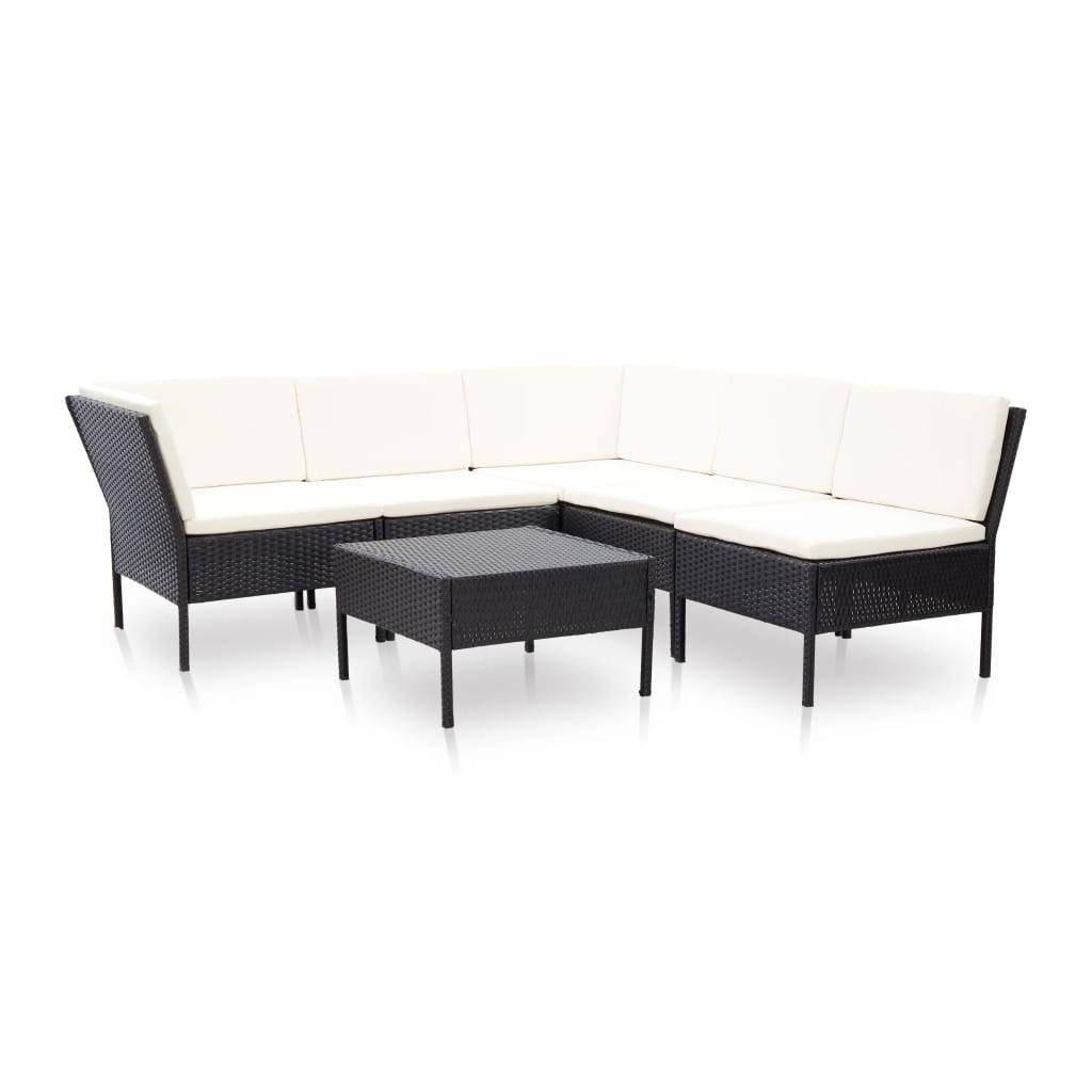 0 - Ensemble meubles jardin polyrotin tressé main canapé épissable table basse 6 pièces salon patio canapé d'angle - Image 1