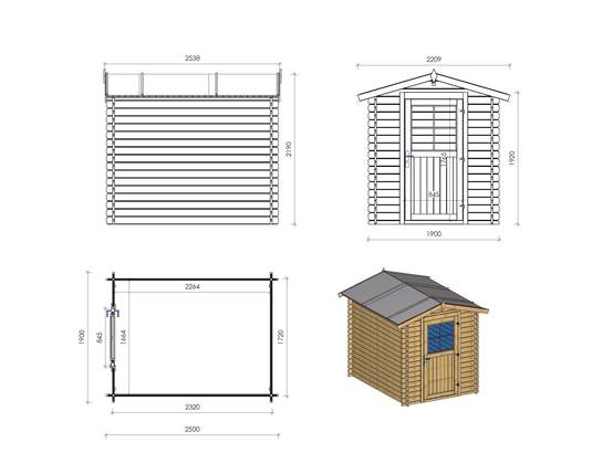 Altanka - Abri de jardin en bois - 4.75m2 - 1.9x2.5m - Ep. 28mm - Couleur: naturel - DOM594 - ALTANKA - Image 3