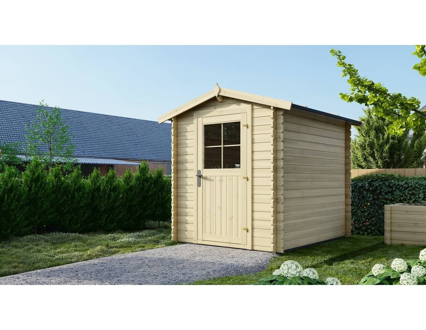 Altanka - Abri de jardin en bois - 4.75m2 - 1.9x2.5m - Ep. 28mm - Couleur: naturel - DOM594 - ALTANKA - Image 1