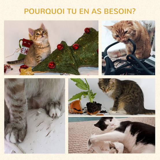 Arbre à chat sisal et peluche beige 45 x 40 x 148 cm - PANGIVO - Image 8
