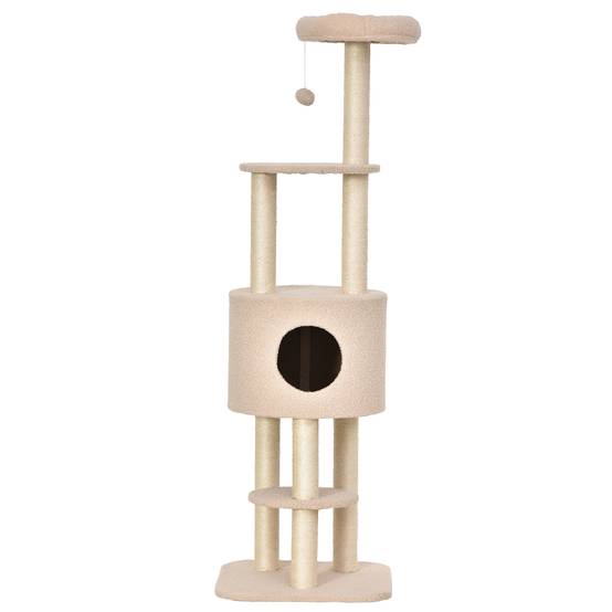 Arbre à chat sisal et peluche beige 45 x 40 x 148 cm - PANGIVO - Image 10