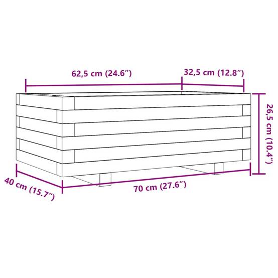 Jardinière bois de pin massif cire marron 70 x 40 x 26,5 cm - PANGIVO - Image 10