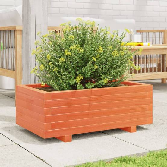 Jardinière bois de pin massif cire marron 70 x 40 x 26,5 cm - PANGIVO - Image 3