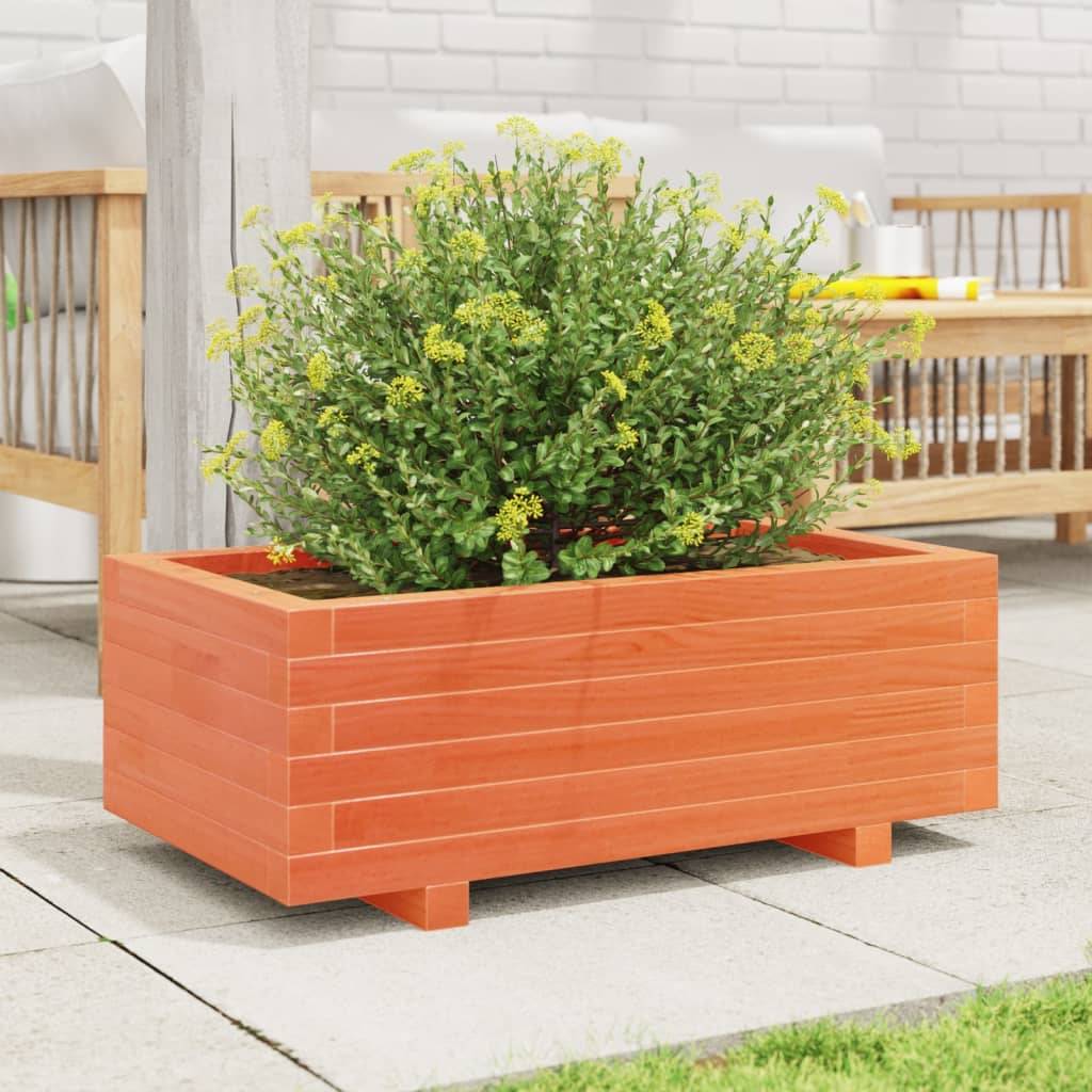 Jardinière bois de pin massif cire marron 70 x 40 x 26,5 cm - PANGIVO - Image 3