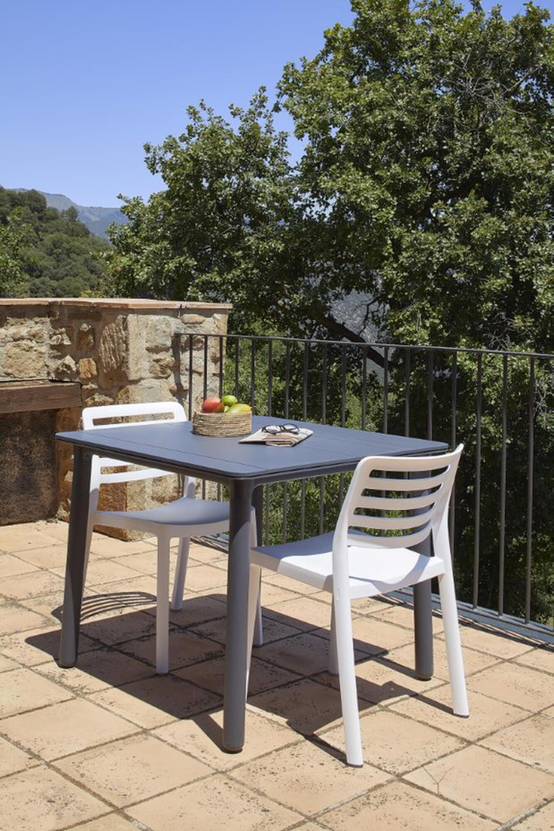 Table carrée extérieure 90x90 blanc - blanc NOA garbar - Image 5