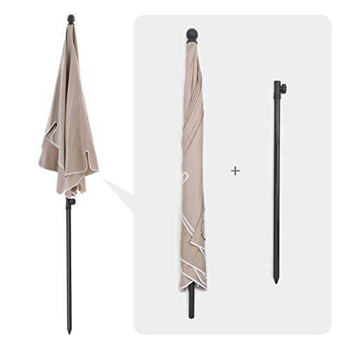 Helloshop26 - Parasol de balcon rectangulaire 2 x 1 25 m protection upf 50 ombrelle toile avec revêtement sac de transport terrasse jardin sans socle taupe - Image 6
