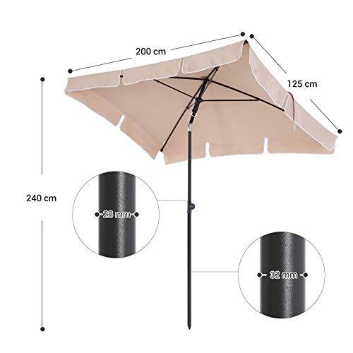 Helloshop26 - Parasol de balcon rectangulaire 2 x 1 25 m protection upf 50 ombrelle toile avec revêtement sac de transport terrasse jardin sans socle taupe - Image 3