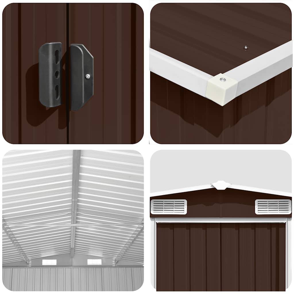 PANGIVO - Abri de jardin avec double porte coulissante - Acier galvanisé - Marron - 257x489x181 cm - Surface au sol 11,64m² - PANGIVO - Image 8