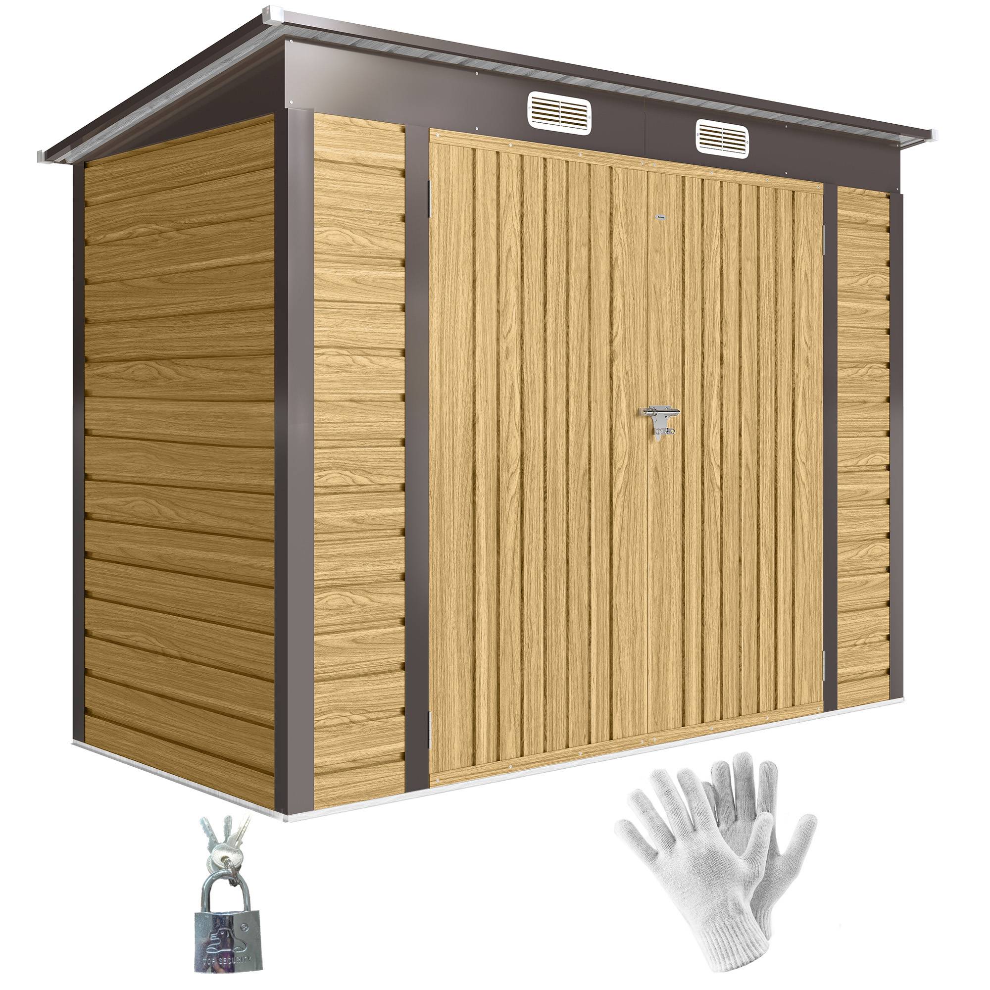 Sans Marque - Abri Jardin Métal 3m² Facile Monter Cabane Jardin Acier Galvanisé Améliorée Chêne - Image 1