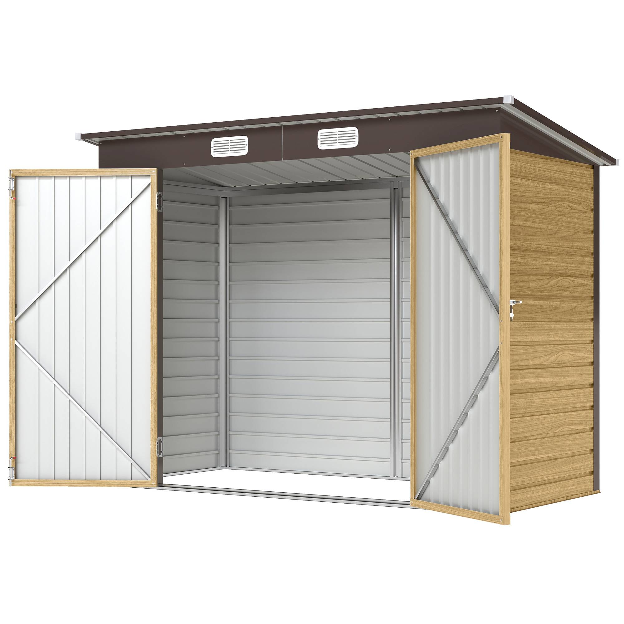 Sans Marque - Abri Jardin Métal 3m² Facile Monter Cabane Jardin Acier Galvanisé Améliorée Chêne - Image 2