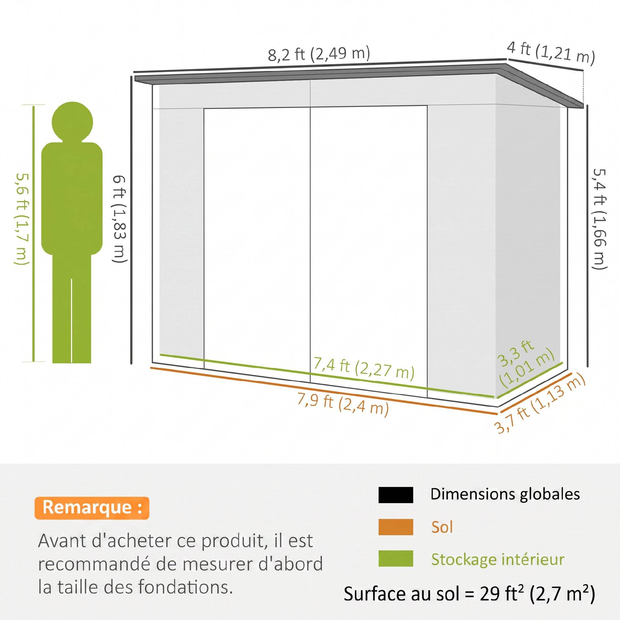 Sans Marque - Abri Jardin Métal 3m² Facile Monter Cabane Jardin Acier Galvanisé Améliorée Chêne - Image 5