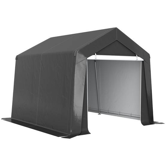 Abri de jardin tente de stockage portable pour extérieur avec cadre en acier galvanisé et grande porte 3 x 3 m gris - Image 1