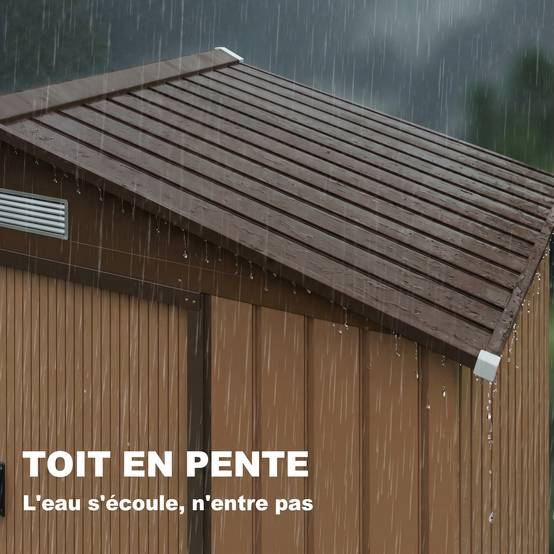 ComfortXL - Abri de jardin tôle acier rangement outils extérieur fondation incluse 213x130cm kaki - ComfortXL Outdoor Living - Image 9
