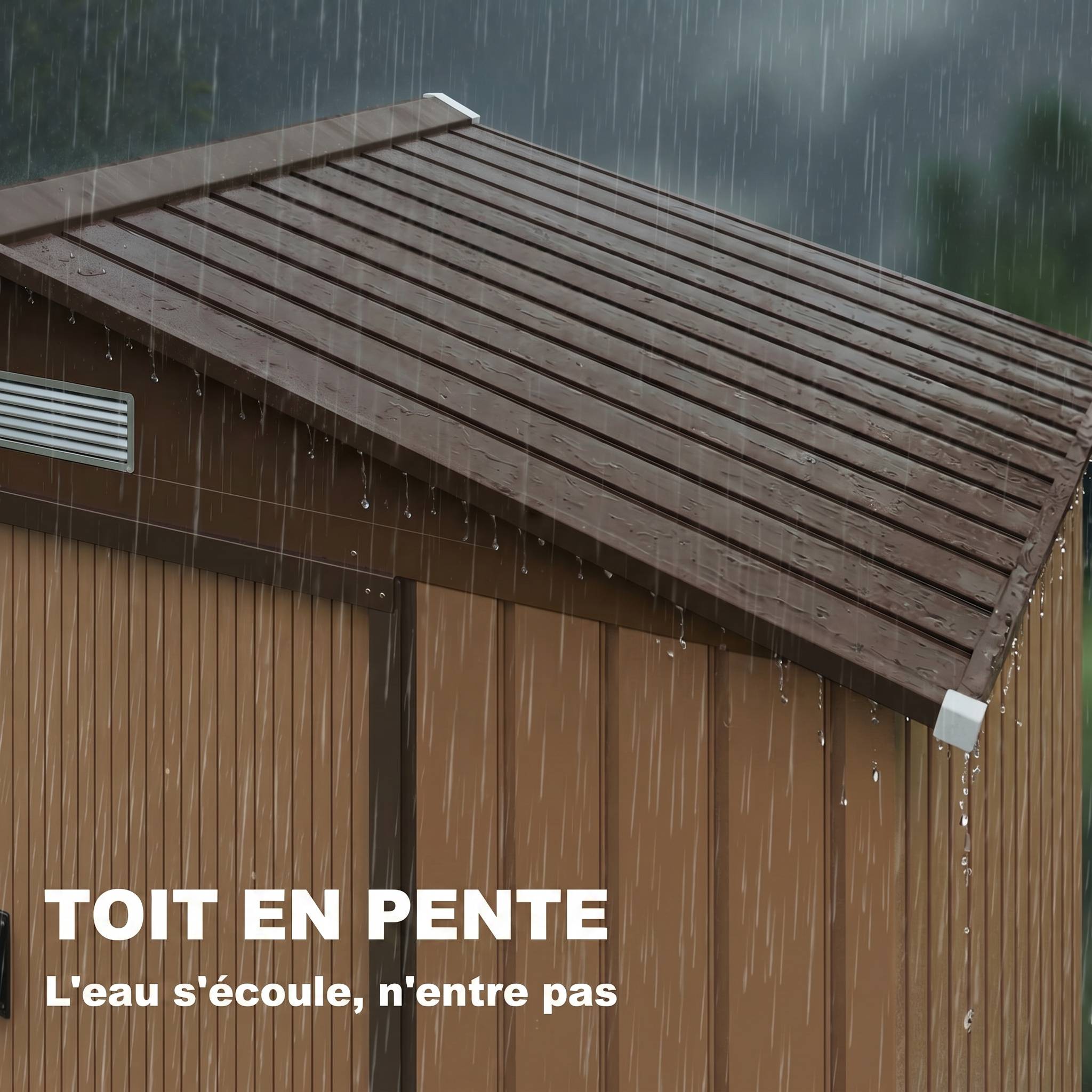 ComfortXL - Abri de jardin tôle acier rangement outils extérieur fondation incluse 213x130cm kaki - ComfortXL Outdoor Living - Image 9