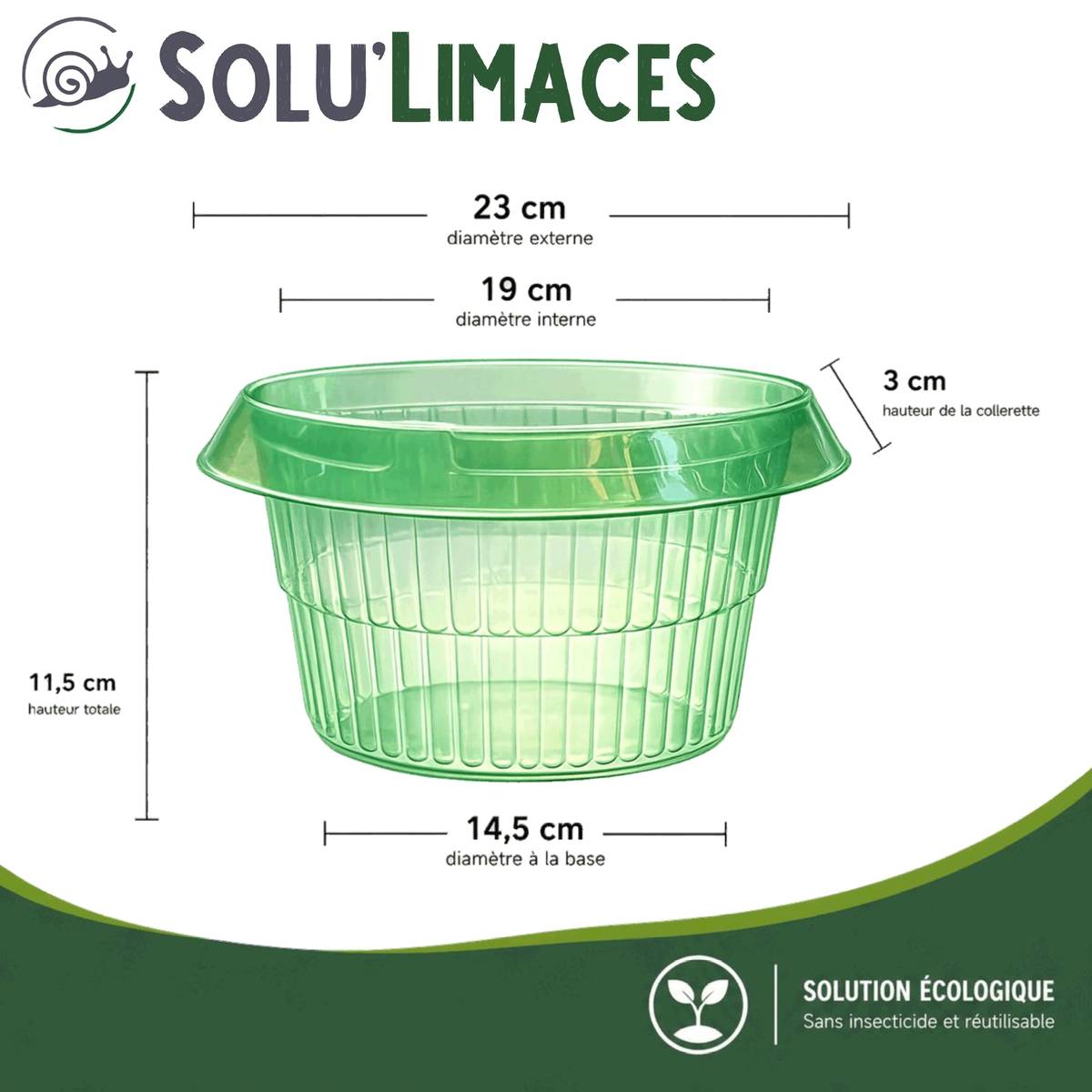 SOLU'LIMACES- 20 Cloches Barrières Anti-Limaces et Escargots-Salades, Fraisiers, Choux – Ø 23 cm - Image 3