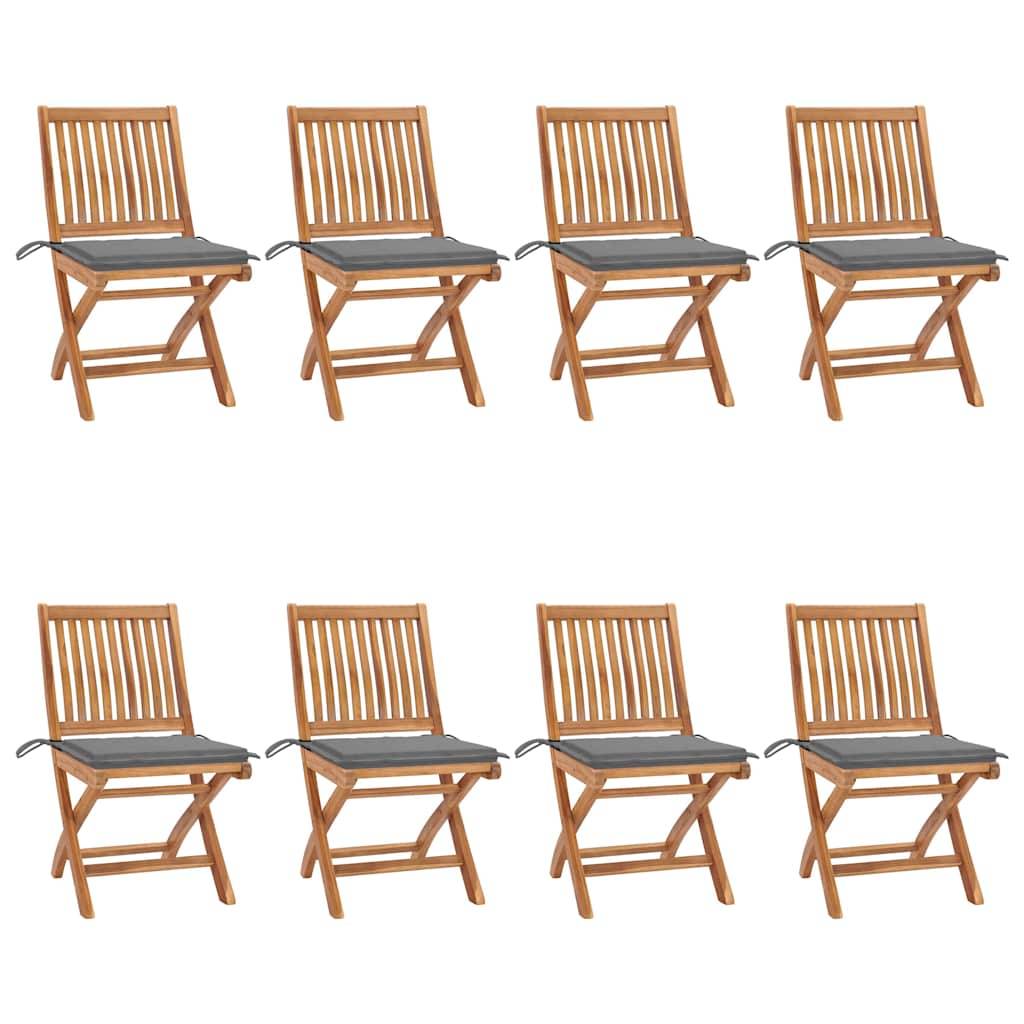 Vidaxl - Chaises pliables de jardin avec coussins lot de 8 Teck solide vidaXL 3072862 - Image 1