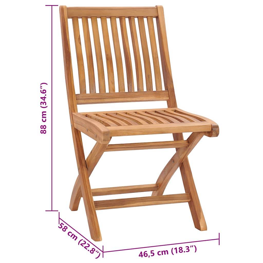 Vidaxl - Chaises pliables de jardin avec coussins lot de 8 Teck solide vidaXL 3072862 - Image 3