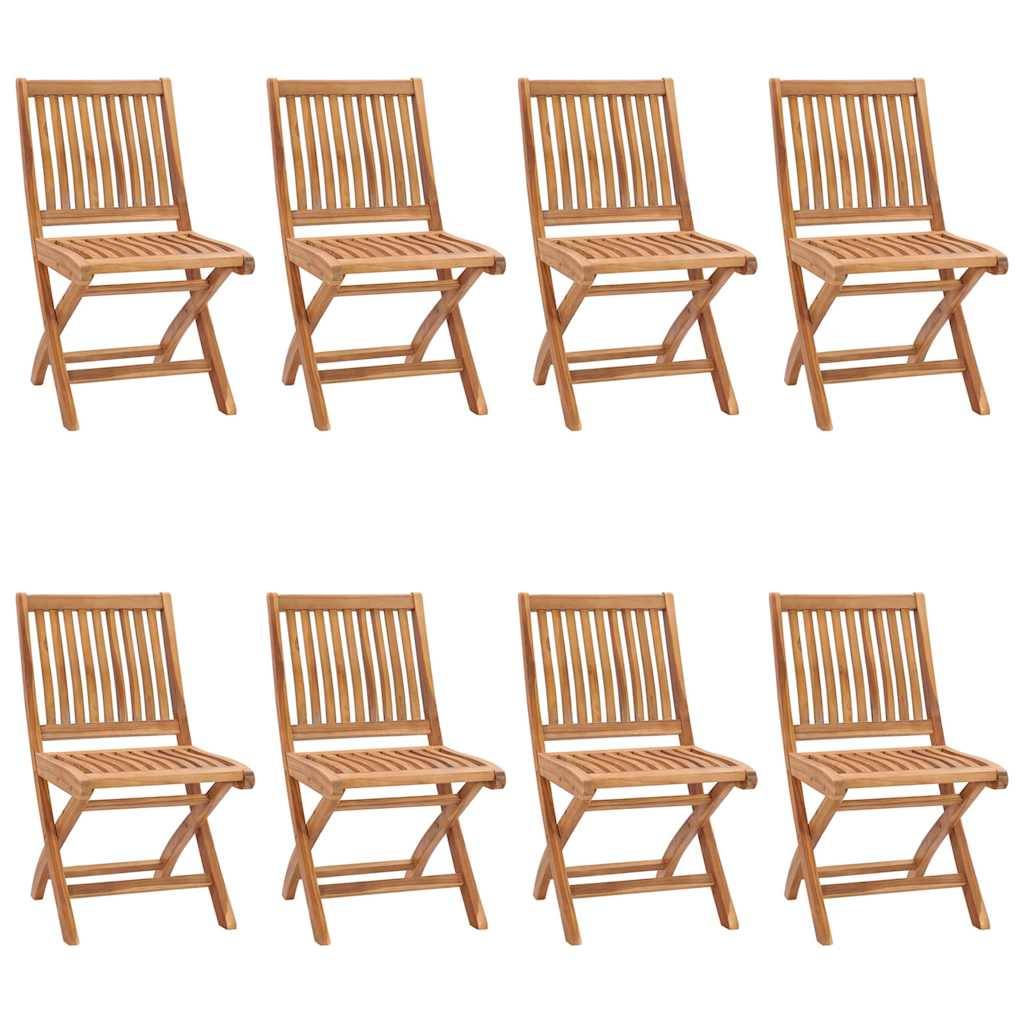 Vidaxl - Chaises pliables de jardin avec coussins lot de 8 Teck solide vidaXL 3072862 - Image 2