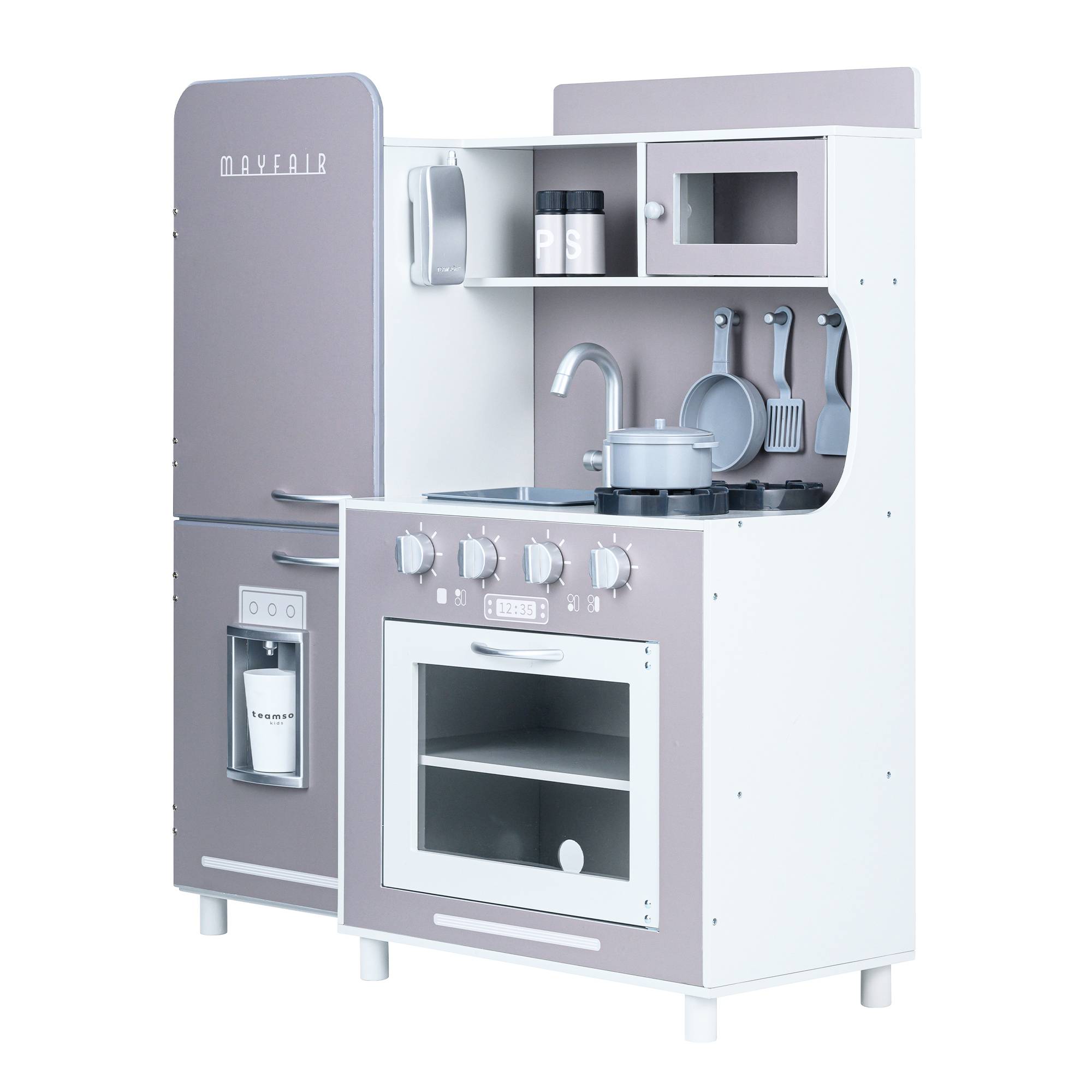 Cuisine en bois pour enfants 92.7cm, Gris Teamson Kids - Image 1