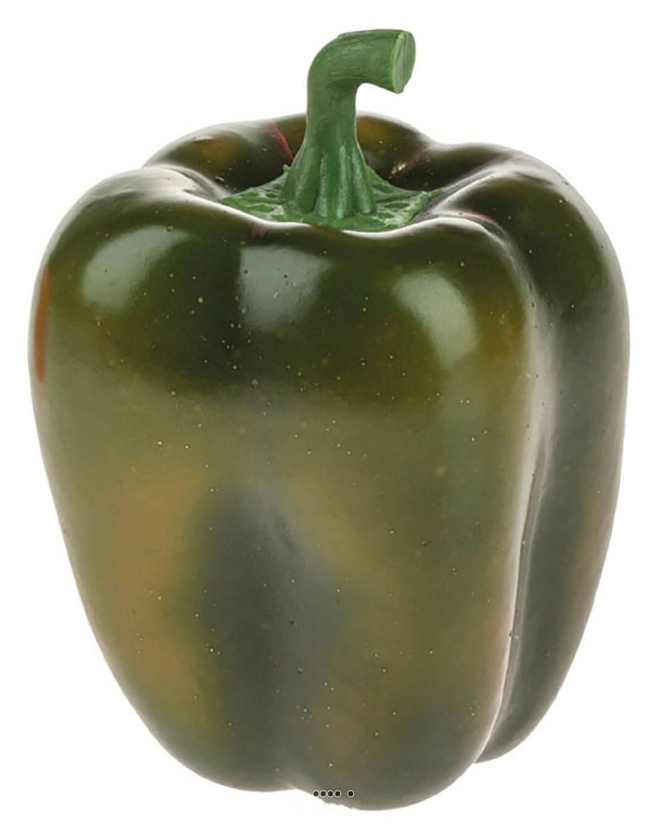 Poivron factice vert plastique soufflé taille réelle H 9,5 x D 8 cm - Image 2