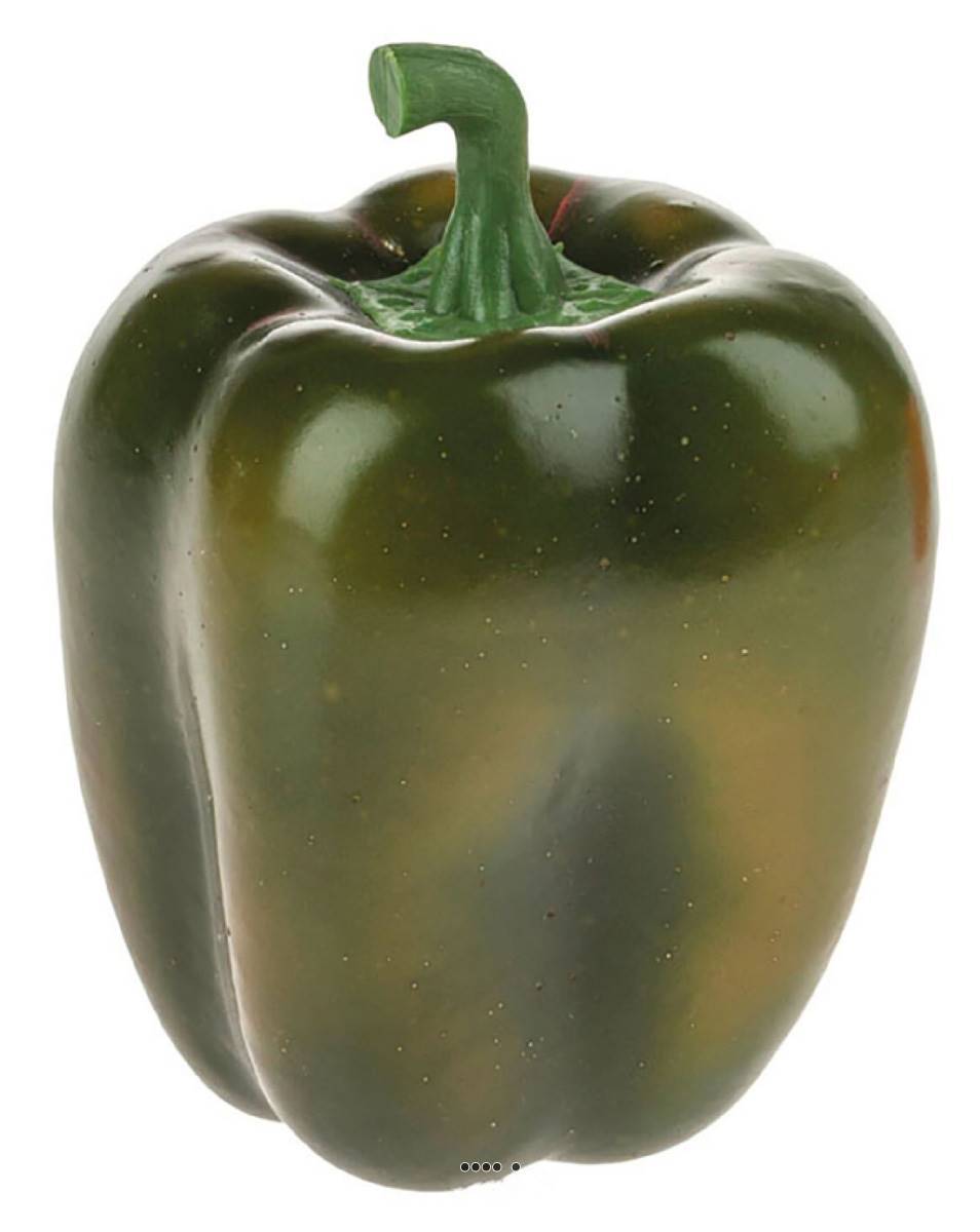 Poivron factice vert plastique soufflé taille réelle H 9,5 x D 8 cm - Image 1