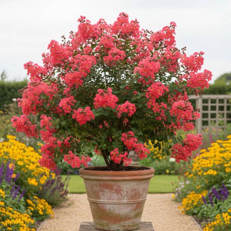 Lilas des Indes With Love® Chérie, Lagerstroemia à fleurs Rouge/ - feuillage Caduc - Pot de 4L - 40/60 cm - Image 4