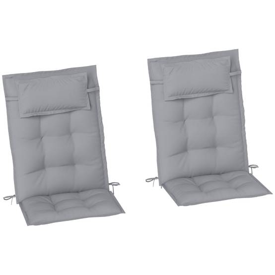 Ensemble de 2 coussins pour chaise longue, résistant à l'eau, 50 x 116 x 5 cm, Gris clair - PANGIVO - Image 1