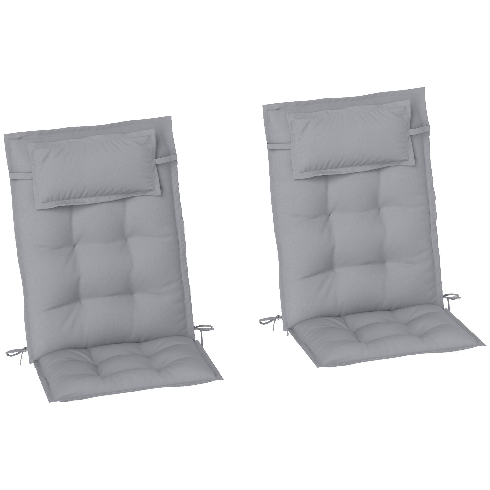 Ensemble de 2 coussins pour chaise longue, résistant à l'eau, 50 x 116 x 5 cm, Gris clair - PANGIVO - Image 1