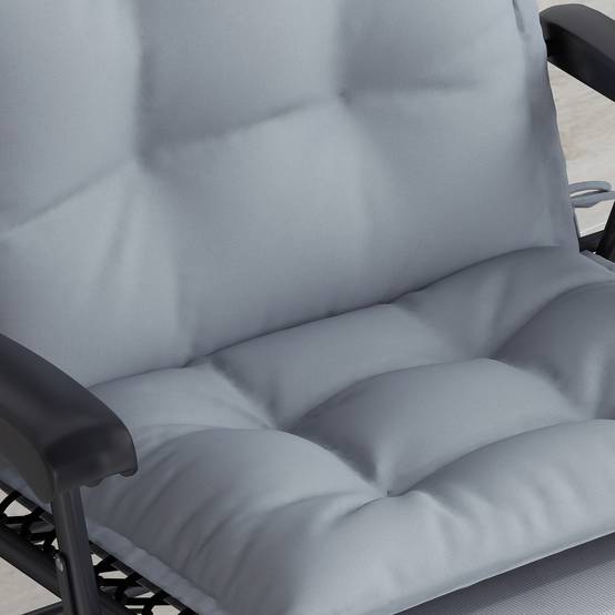 Ensemble de 2 coussins pour chaise longue, résistant à l'eau, 50 x 116 x 5 cm, Gris clair - PANGIVO - Image 8