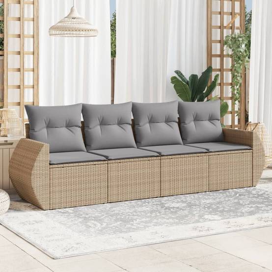 Vidaxl - Salon de jardin avec coussins 4 pcs beige résine tressée vidaXL 3221078 - Image 1