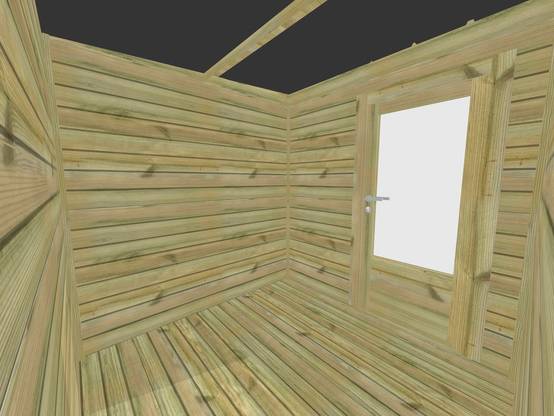ABRI DE JARDIN bois autoclave 27mm - 2,14x2,14m / 5m2 - Bac acier - Plancher bois - Image 5