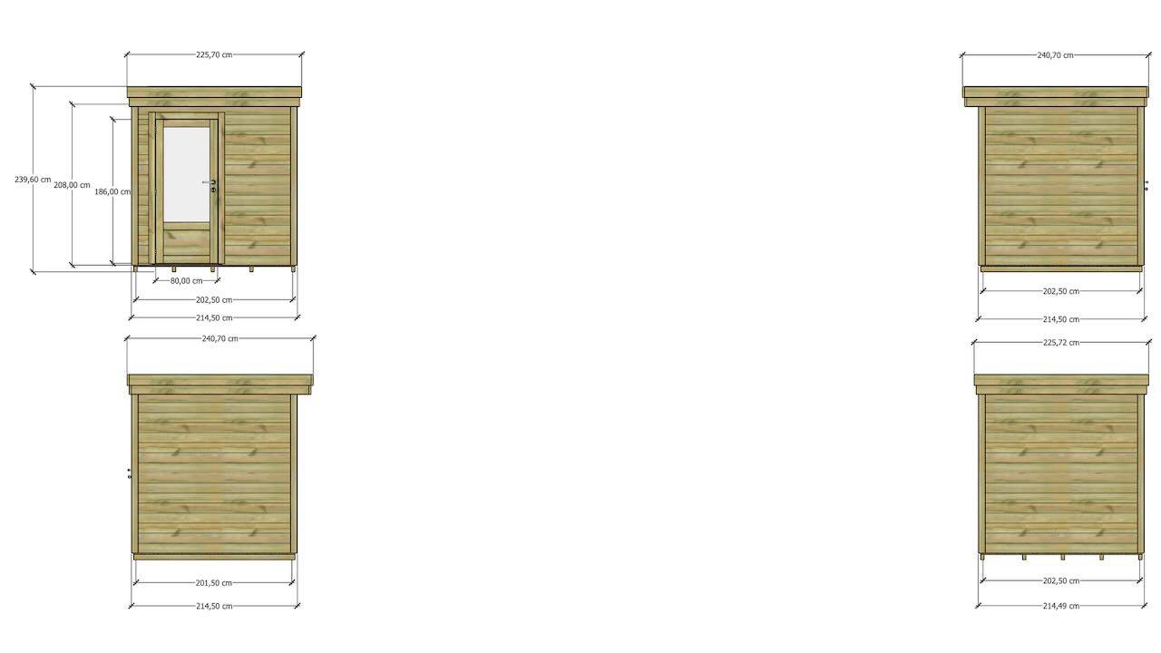 ABRI DE JARDIN bois  autoclave 27mm - 2,14x2,14m / 5m2 - Bac acier - Plancher bois - Image 4