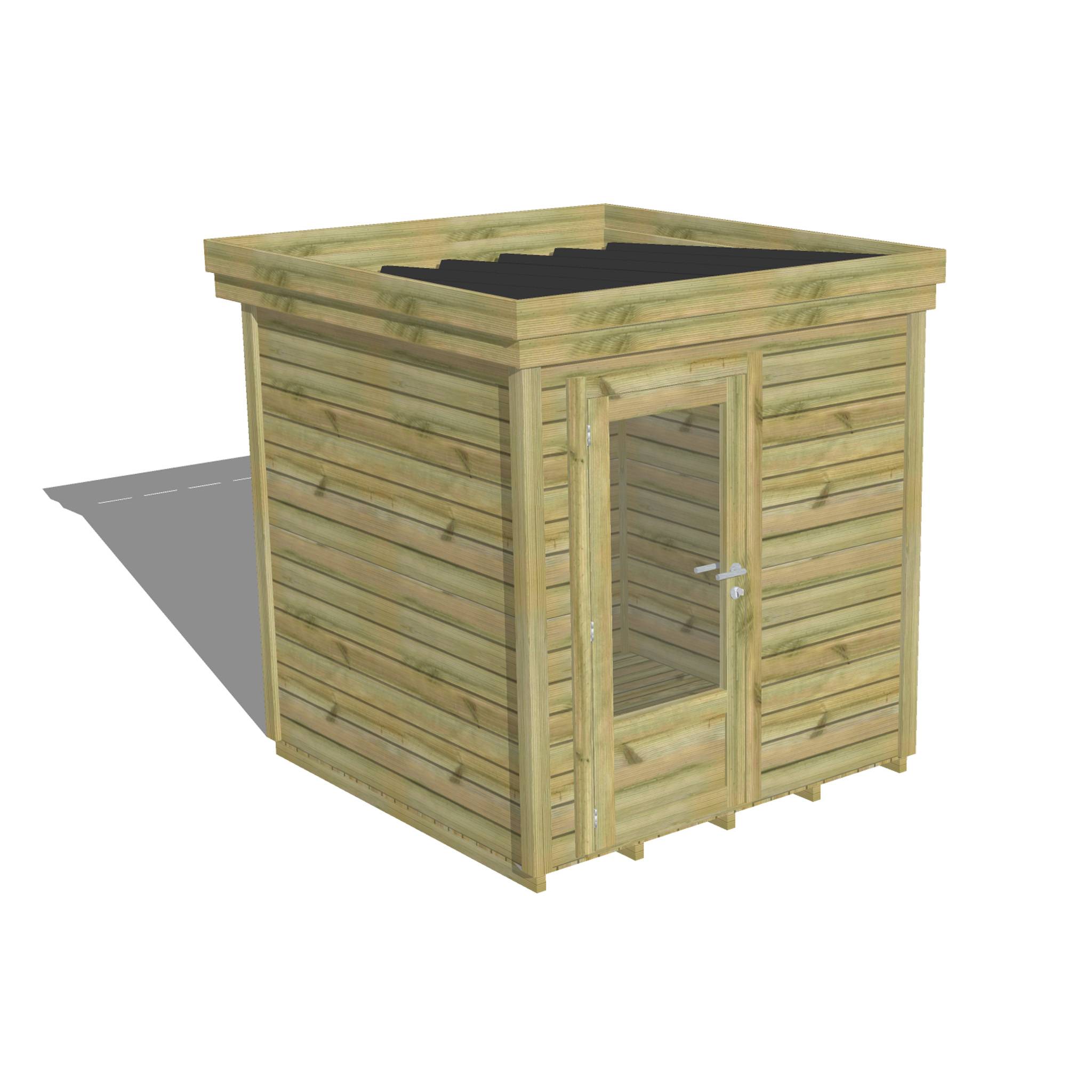 ABRI DE JARDIN bois  autoclave 27mm - 2,14x2,14m / 5m2 - Bac acier - Plancher bois