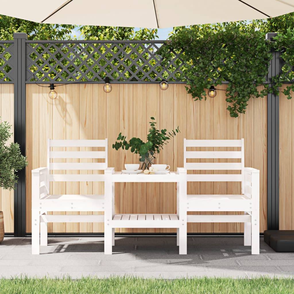 Maison Chic - Banc de jardin - Banc d'extérieur - Banquette avec table 2 places blanc bois massif de pin-JU13925 - Image 2